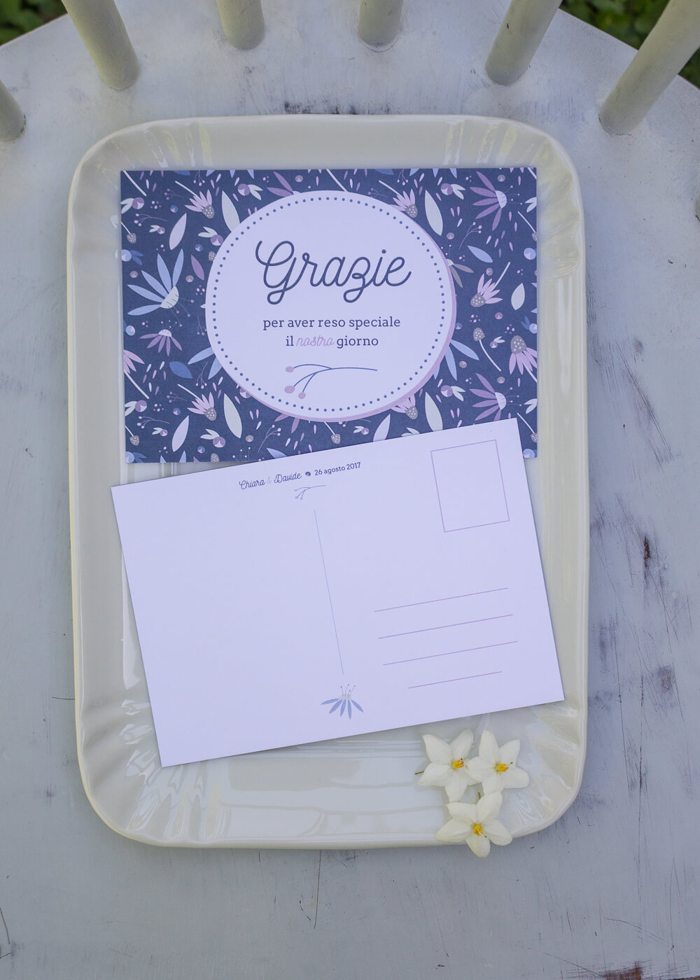 Wedding suite Echinacea - Cartolina ringraziamento Illustrazioni floreali - Lily&Sage Design