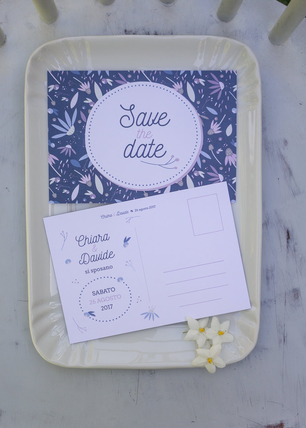 Wedding suite Echinacea - Cartolina "Save the Date" Illustrazioni floreali - Lily&Sage Design