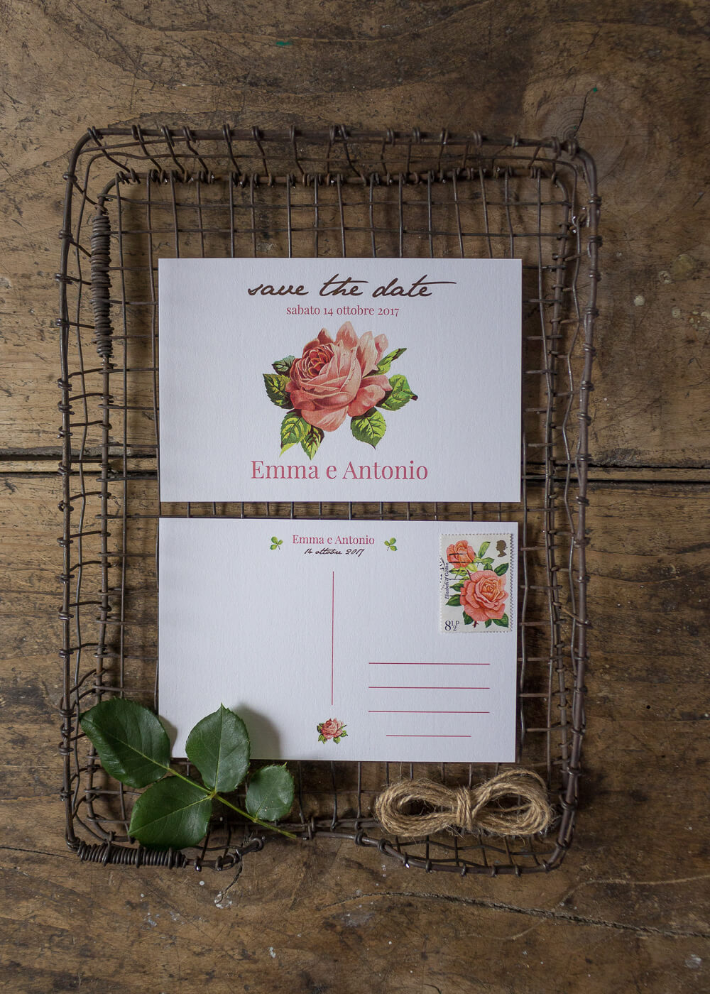 Wedding suite botanica Mary Rose - Cartolina Save the date - Stampe botaniche - Lily&Sage Design